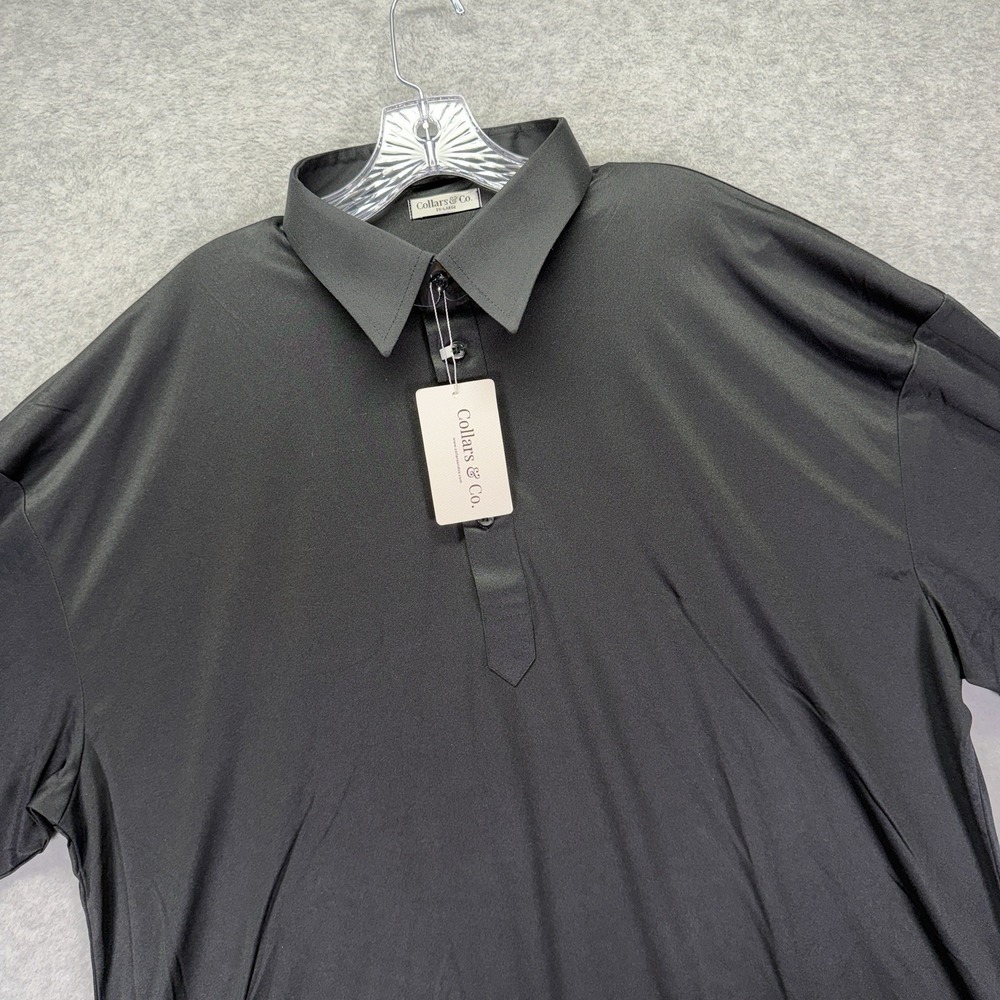 Collars & Co Dress Collar Polo Shirt Mens 3XL Black Performance Stretch